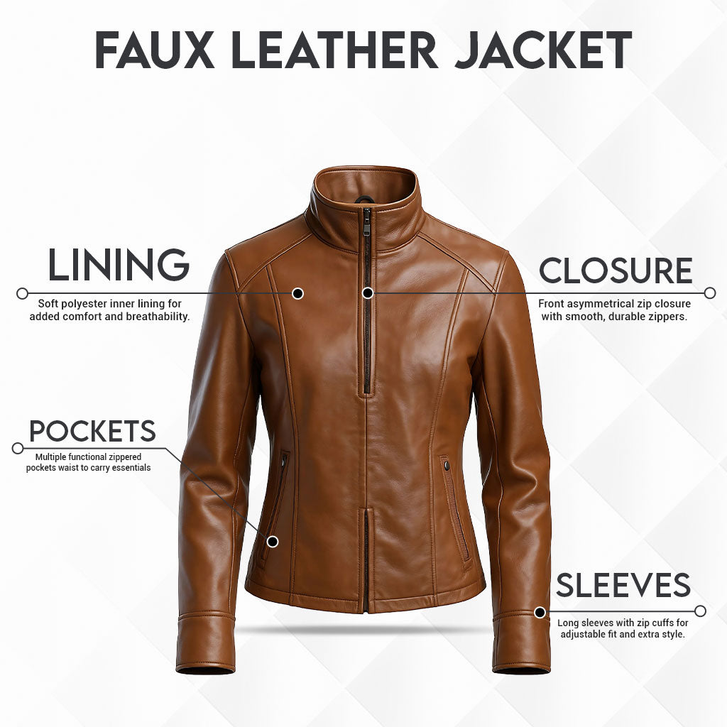 Buy Women's Brown Bomber Leather Biker Jacket – Genuine Leather for Timeless Style, Everyday Comfort & All-Season Wear