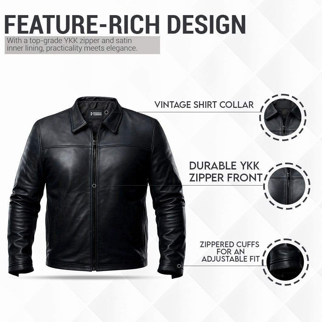 Buy Alpha Black Leather Motorcycle Jacket with Armor for Men – 4 Season Riding Jacket for Safety, Style, Comfort & All-Weather Performance