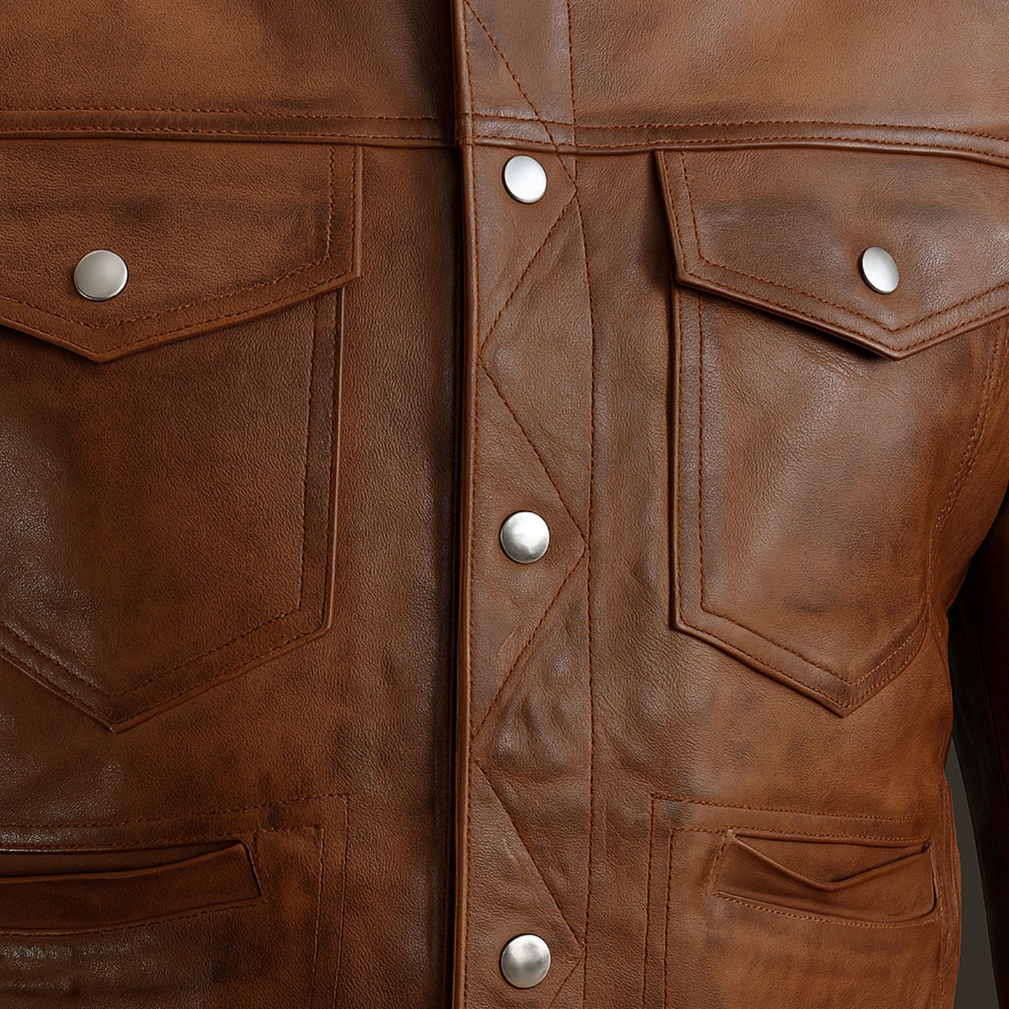 Buy Men Brown Vintage Leather Trucker Jacket – Genuine Leather Icon for Rugged Style, Everyday Comfort, Winter Warmth & All-Season Versatility