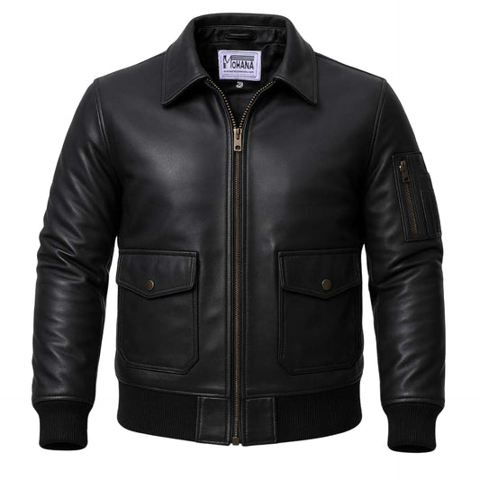Buy Genuine Leather Men’s Biker Jacket with Shoulder Paddings & Zipper – Premium Ride-Ready Protection with Timeless Style