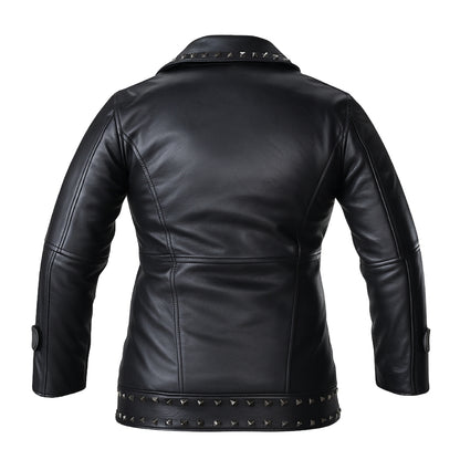Buy Women’s Lapel Zipper Leather Jacket – Punk Rivet Oversized PU Biker Coat, Stylish Motorcycle Jacket & Short Leather Outerwear for Women