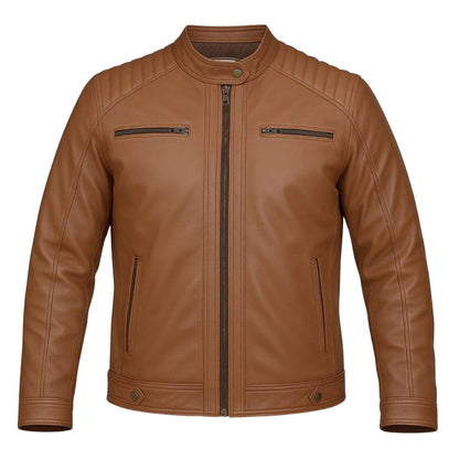 Buy Men’s Moto Tan Biker Leather Jacket – Premium Leather Outerwear for Speed, Comfort & All-Season Style