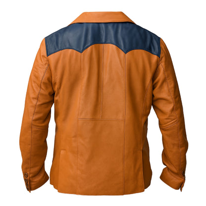 Buy Men’s Western Leather Blazer – Genuine Brown & Blue Leather Jacket for Timeless Western Style, Everyday Comfort, Year-Round Versatility & Rugged Durability