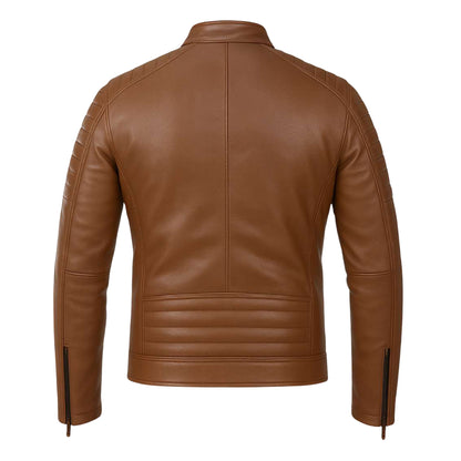 Buy Brown Leather Jacket with Shoulder Pads – Rugged Protection & Refined Everyday Style