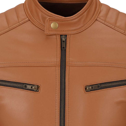Buy Brown Leather Jacket with Shoulder Pads – Rugged Protection & Refined Everyday Style