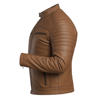 Buy Brown Leather Jacket with Shoulder Pads – Rugged Protection & Refined Everyday Style