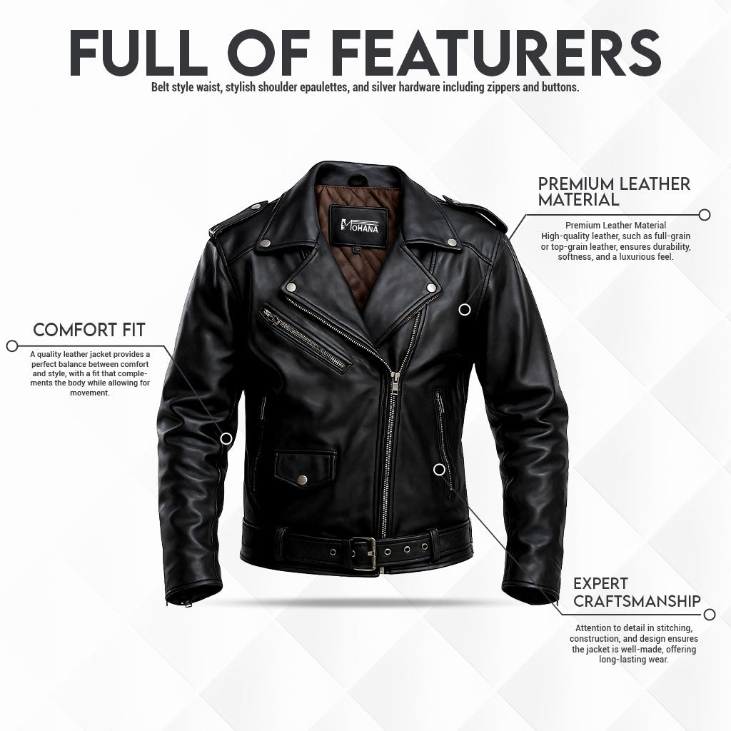 Buy Men Black Hooded Motorcycle Leather Jacket – Genuine Leather Biker Jacket for Rugged Style, Winter Warmth, Road-Ready Comfort & All-Season Versatility