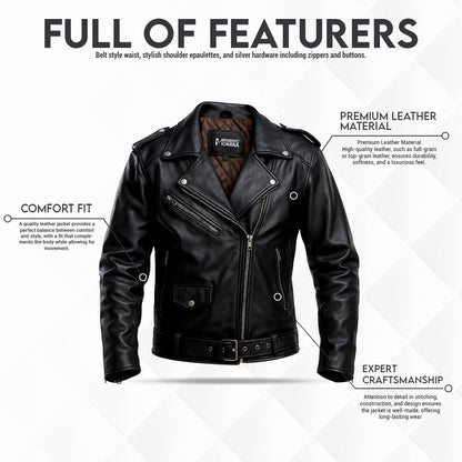 Buy Men Black Hooded Motorcycle Leather Jacket – Genuine Leather Biker Jacket for Rugged Style, Winter Warmth, Road-Ready Comfort & All-Season Versatility