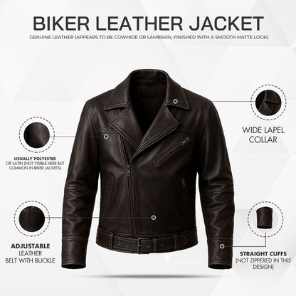 Buy High Quality Men’s Motorcycle Leather Jacket – Waterproof, Windproof Biker Coat with Regular Zipper, Plus Size Fit & Street-Style Edge