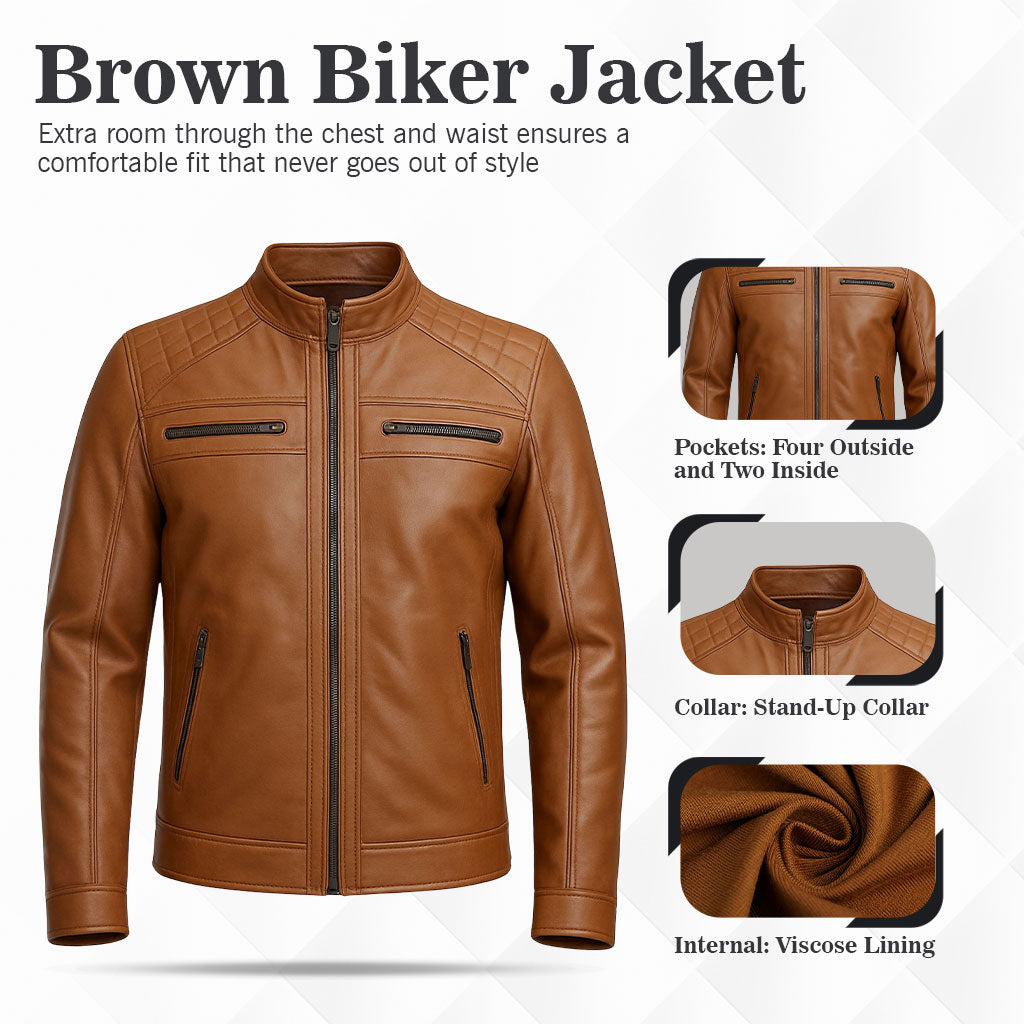 Buy Bike Racer Brown Leather Jacket – Premium Biker Outerwear for Speed, Comfort & Road-Ready Durability