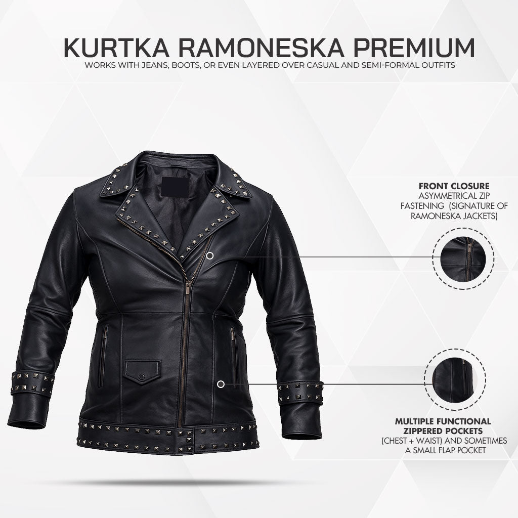 Buy Women’s Lapel Zipper Leather Jacket – Punk Rivet Oversized PU Biker Coat, Stylish Motorcycle Jacket & Short Leather Outerwear for Women