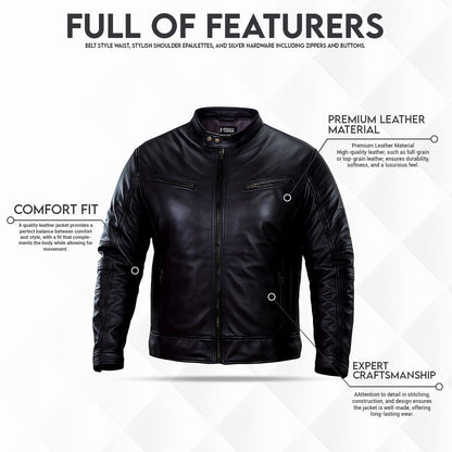 Buy Men’s Genuine Lambskin Leather Classic Biker Style Jacket – Premium Motorcycle Outerwear for Timeless Edge, All-Day Comfort, Road-Ready Durability & All-Season Versatility