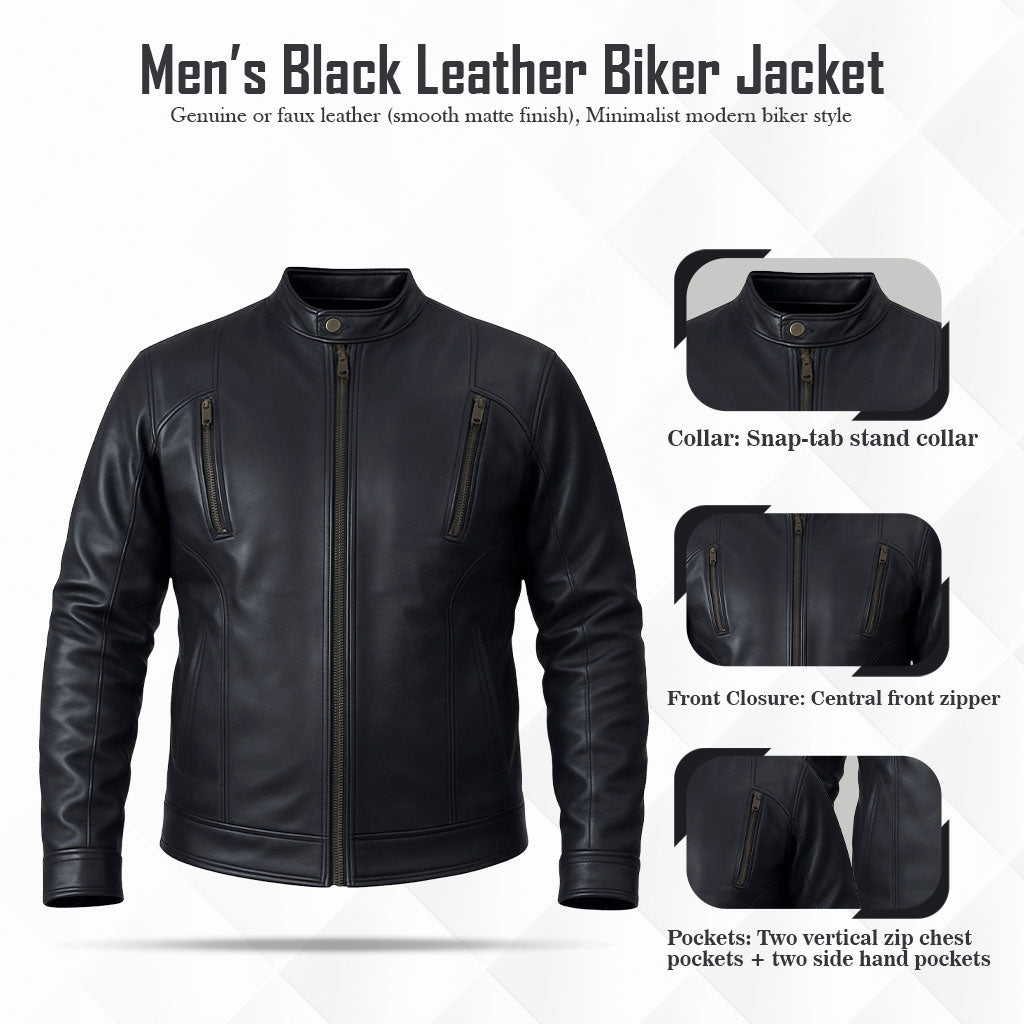 Buy Black Cafe Racer Leather Jacket – Premium Men’s Biker Outerwear with Classic Road Style & Modern Comfort