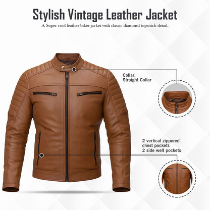 Buy Brown Leather Jacket with Shoulder Pads – Rugged Protection & Refined Everyday Style