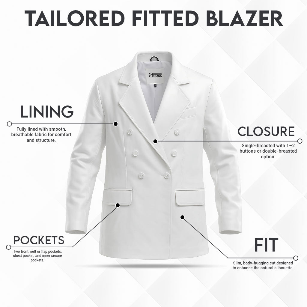 Buy Women Casual Double Breasted Blazer – Slim Fit White Suit Coat for Effortless Elegance, All-Day Comfort & Versatile Styling