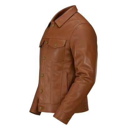 Buy Men’s Light Brown Leather Jacket – Premium Classic Outerwear for Everyday Style & Comfort