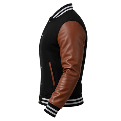 Buy Men’s Letterman Varsity Jacket with Brown Sleeves – Premium Leather Sleeves & Classic Fit