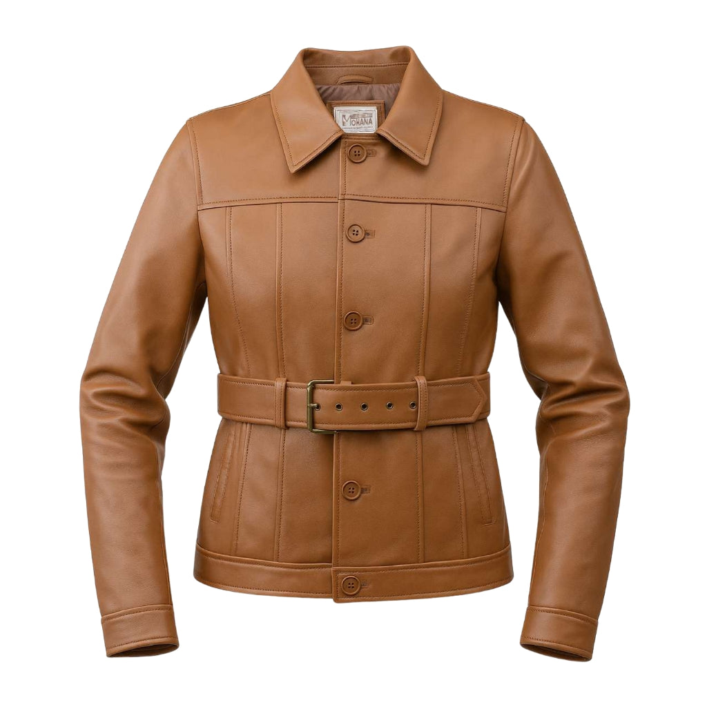 Buy Women’s Brown Leather Trench Coat – Classic Longline Design with Timeless Elegance & Premium Comfort