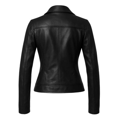 Buy Ladies Short Biker Leather Jacket – Premium Leather Build, Tailored Fit & Effortless Street-Ready Style