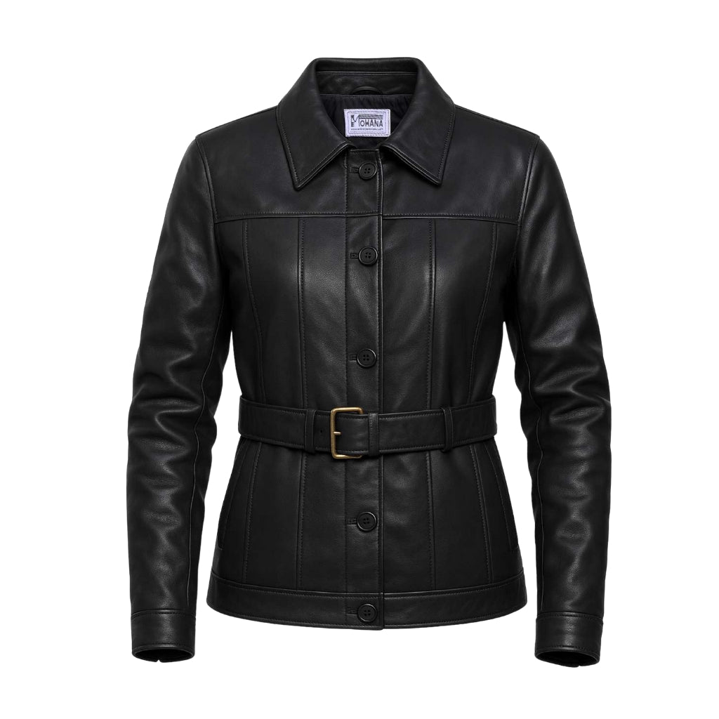 Buy Ladies Leather Black Trench Coat – Premium Leather Elegance with Classic Timeless Design