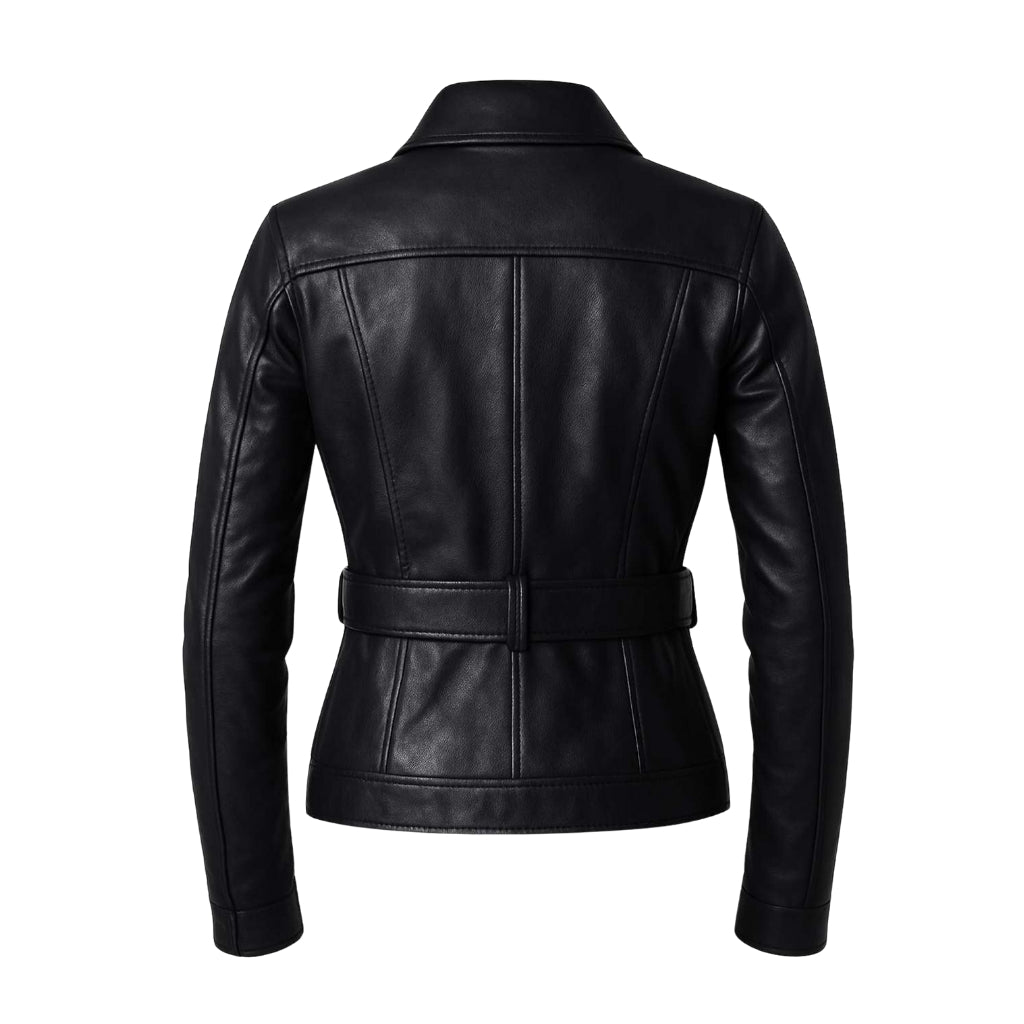 Buy Ladies Leather Black Trench Coat – Premium Leather Elegance with Classic Timeless Design