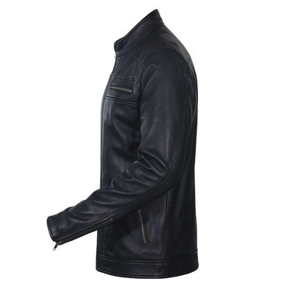 Buy Genuine Leather Men’s Biker Jacket with Shoulder Paddings & Zipper – Premium Ride-Ready Protection with Timeless Style