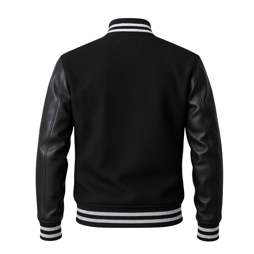 Buy Black Varsity Letterman Jacket – Premium Unisex Leather Outerwear with Classic Collegiate Style & Modern Comfort