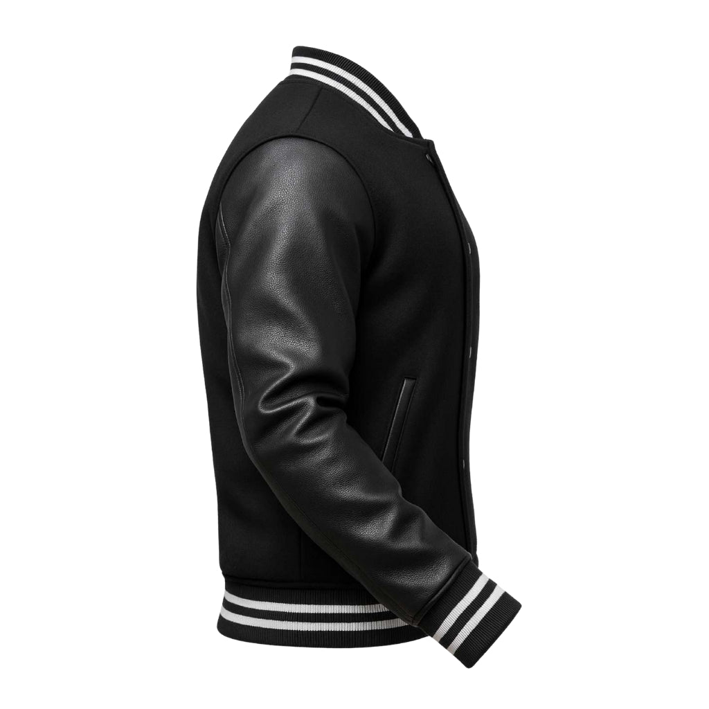 Buy Black Varsity Letterman Jacket – Premium Unisex Leather Outerwear with Classic Collegiate Style & Modern Comfort